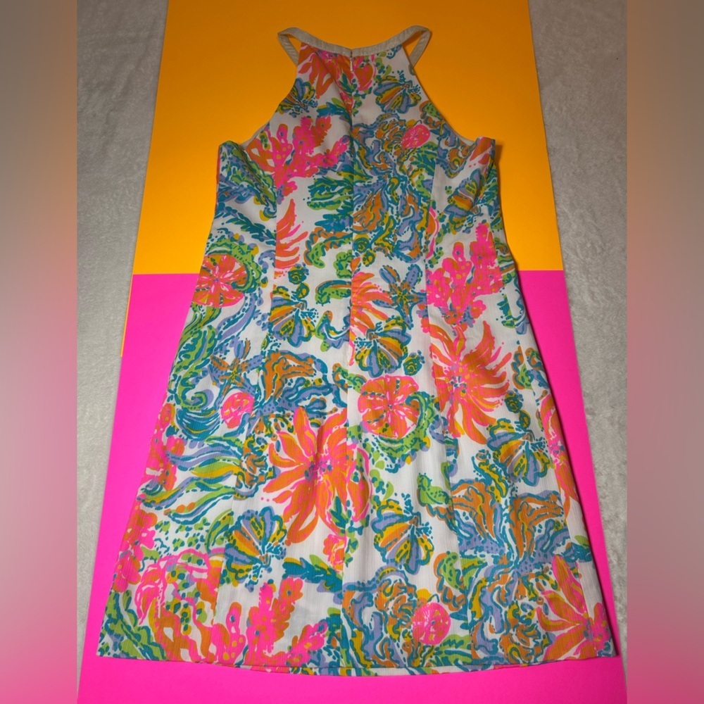 Lilly Pulitzer Kennedy Shift Resort White Casa Marina Halter Dress Size 4 - Picture 12 of 14